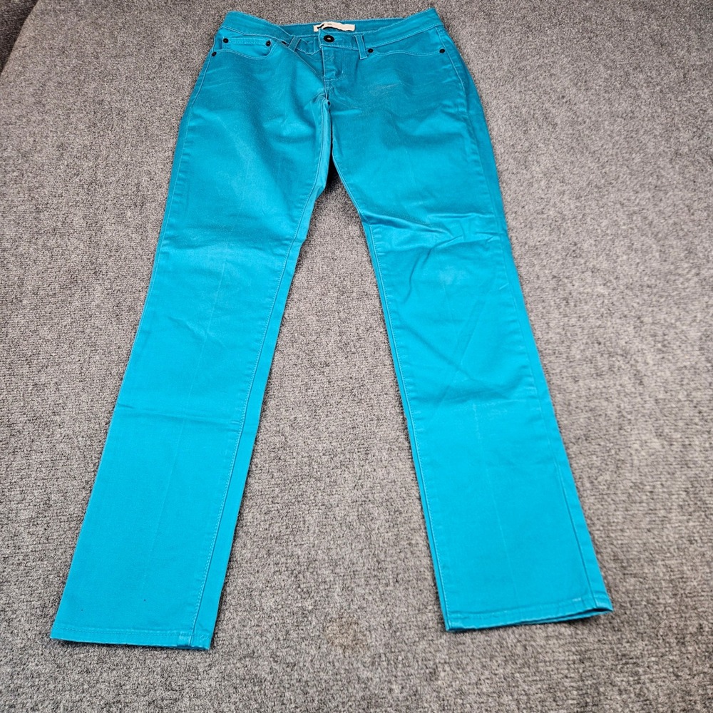 Levis 524 Skinny Jeans Womens 28 Turquoise Blue Low Rise Stretch 05411-0074